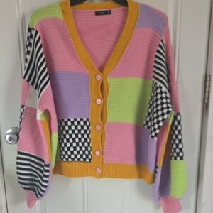 Multicolor Patchwork Cardigan